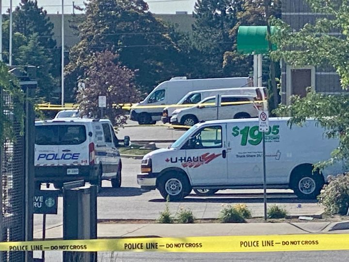 Police tape at the scene.