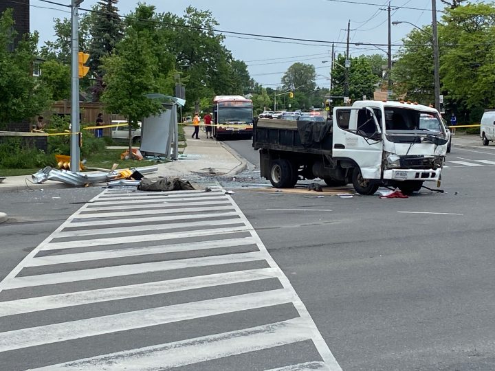 The scene of the collision in the city's east end on Wednesday.