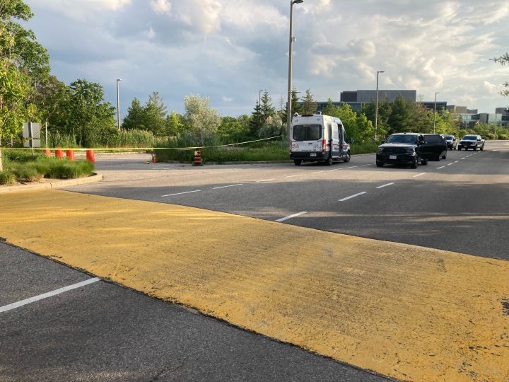 Police at the scene of a fatal crash in Markham on Sunday.