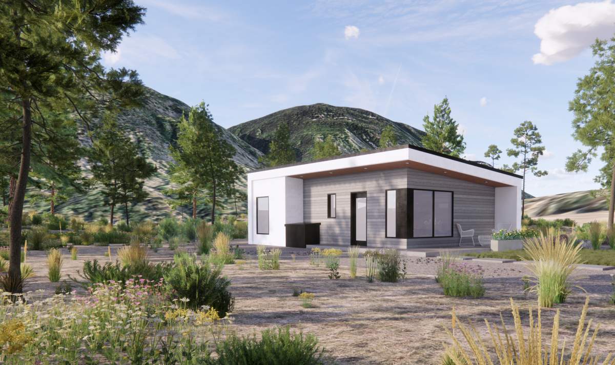 A rendering of a fire-resistant home built with Nexiite that will soon be constructed in the Village of Lytton and Lytton First Nation.