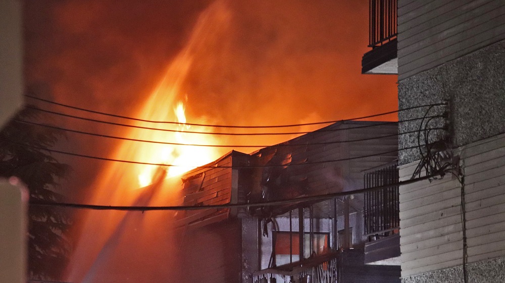 Crews said the fire was challenging to fight as it spread throughout the roof.