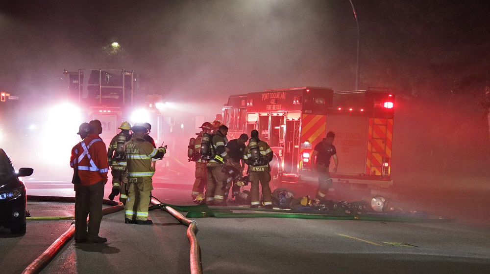 Dozens of Port Coquitlam firefighters were on scene battling the blaze.