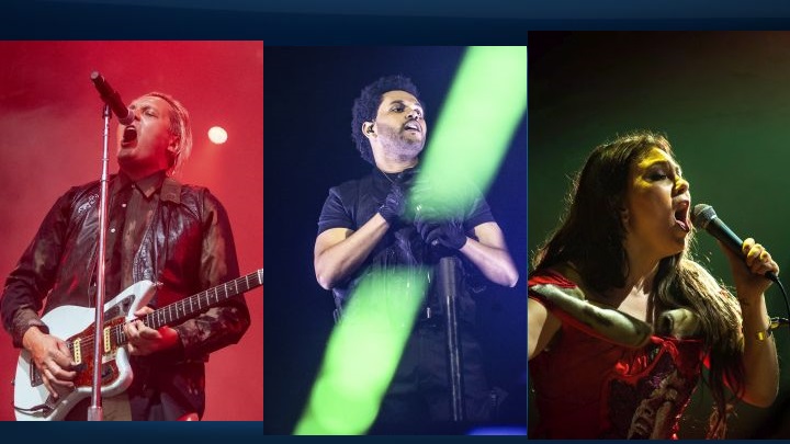 File photos of Arcade Fire's Win Butler (left), the Weeknd (centre) and Tanya Tagaq (right).