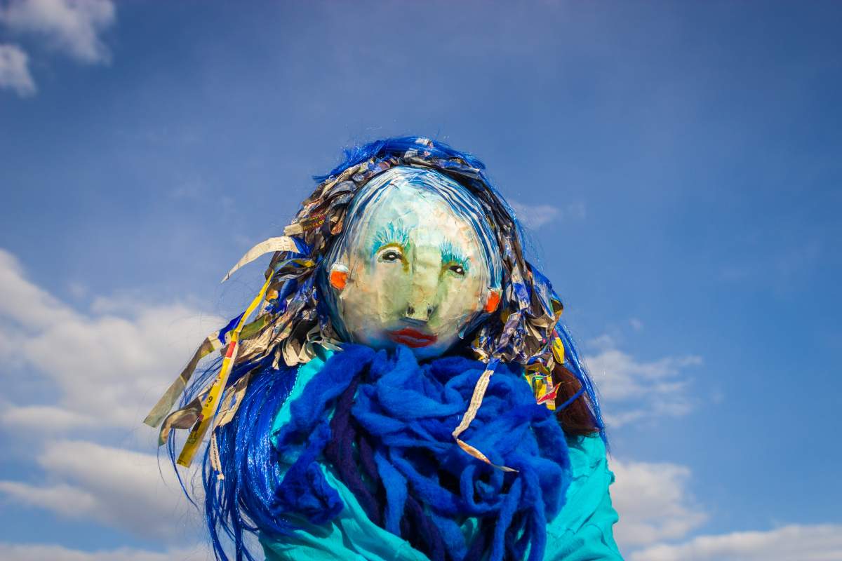 One of the images from the “Behind the Mask” series, set to installed on Vernon buildings.