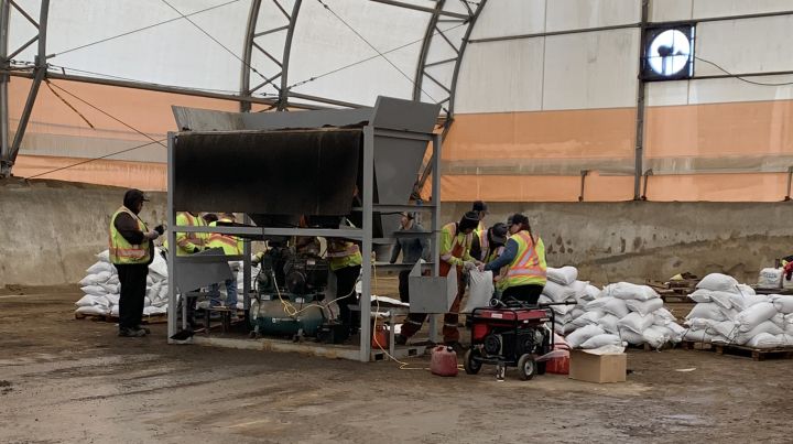 The City of Red Deer said it had crews preparing sandbags amid a rainfall warning on June 14, 2022.
