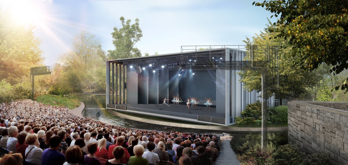 An architectural rendering of the new Theatre de Verdure, which reopens after eight years of renovations. Thursday June 30th, 2022.