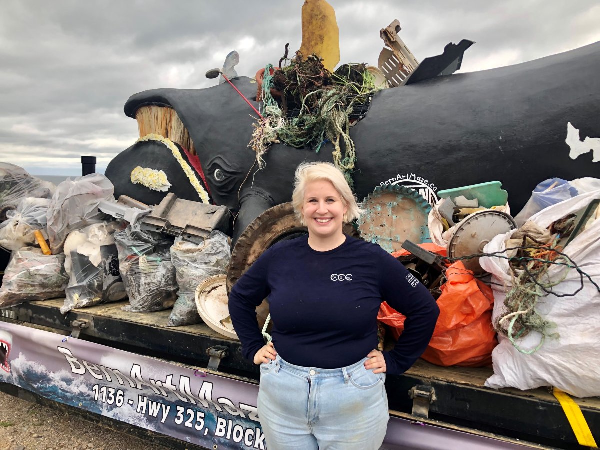 Giant right whale sculpture on the move for shoreline cleanups ...