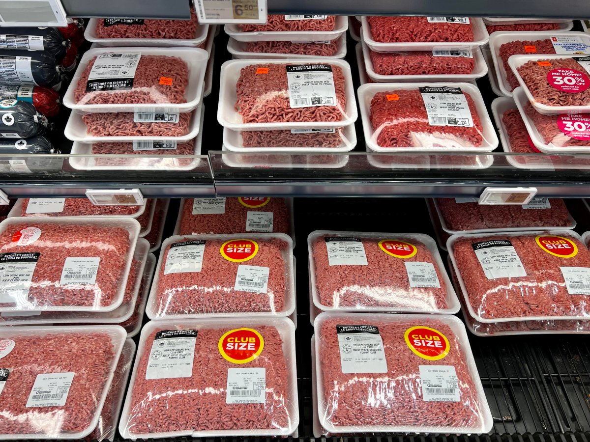 Ground beef on display at a Regina grocer.