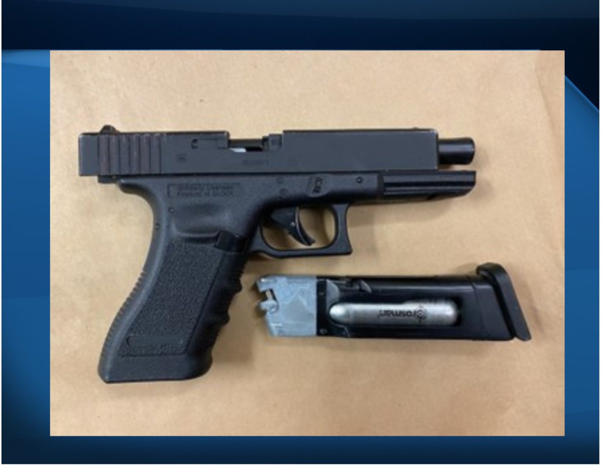 A Belleville man faces weapons charges after police in Cobourg seized this loaded Glock pellet gun.
