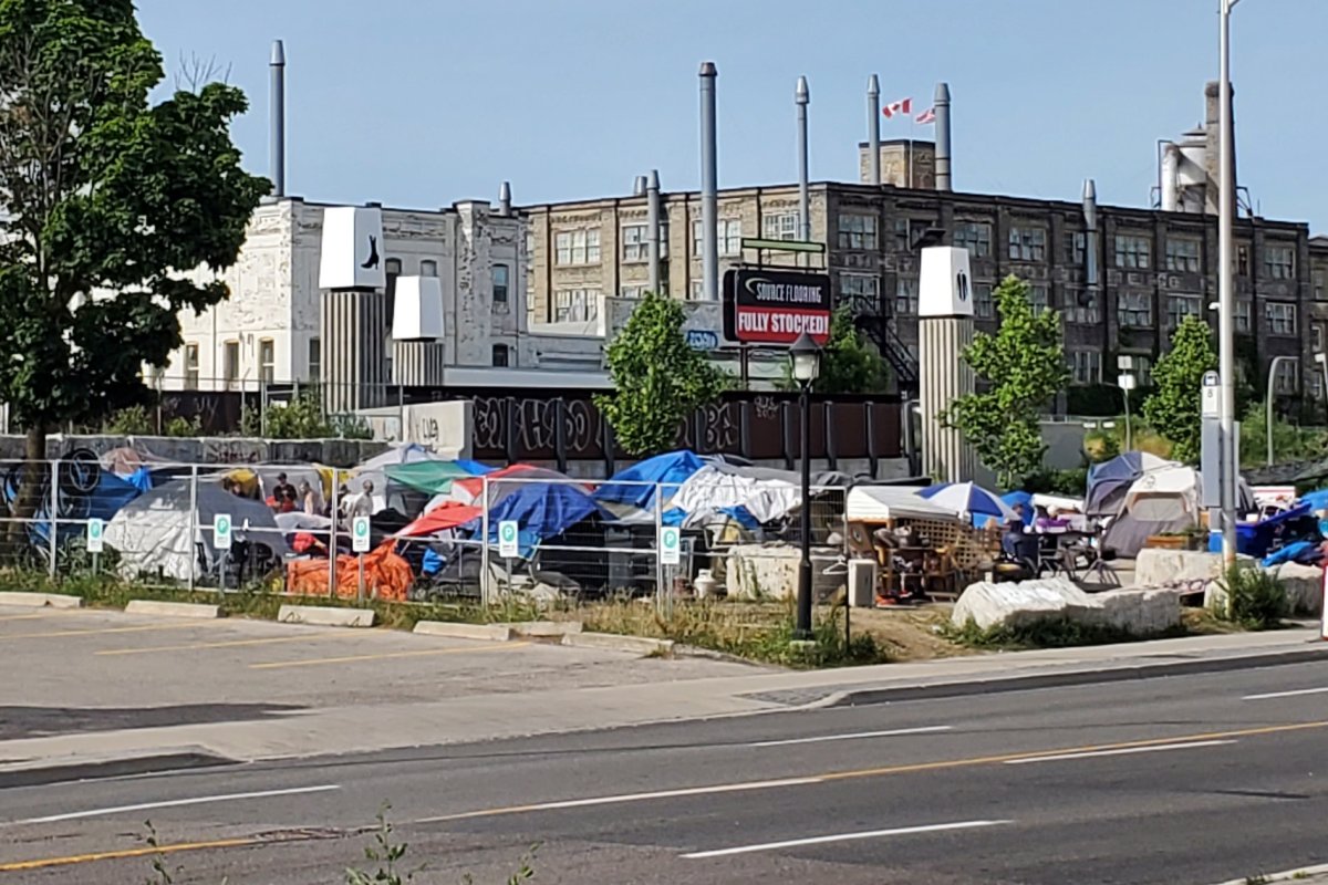 File photo of the homeless encampment at Victoria and Weber streets in Kitchener.