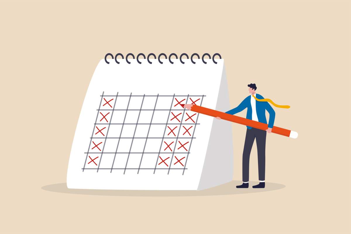 four day workweek calendar