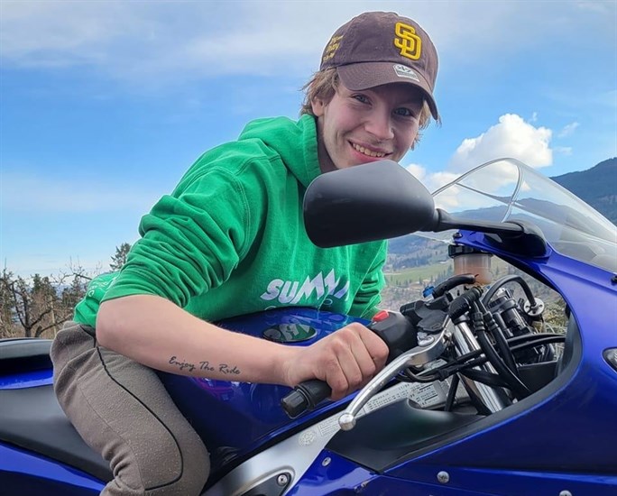 Tavin Hansom, 18, died on June 23 just before 4 p.m., driving his motorbike north on Highway 97.