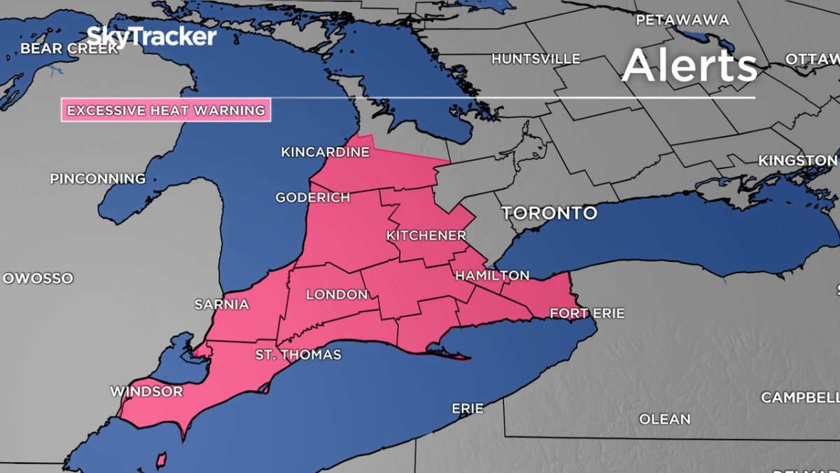 A heat warning has been issued for most of southern Ontario including Guelph and Waterloo Region.