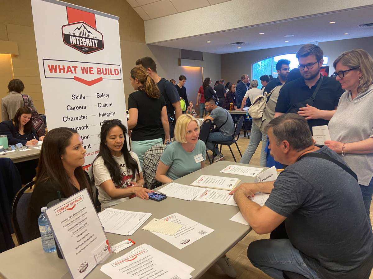 Integrity Buildings was one of over 30 companies at the Calgary job fair for Ukrainians fleeing the war.