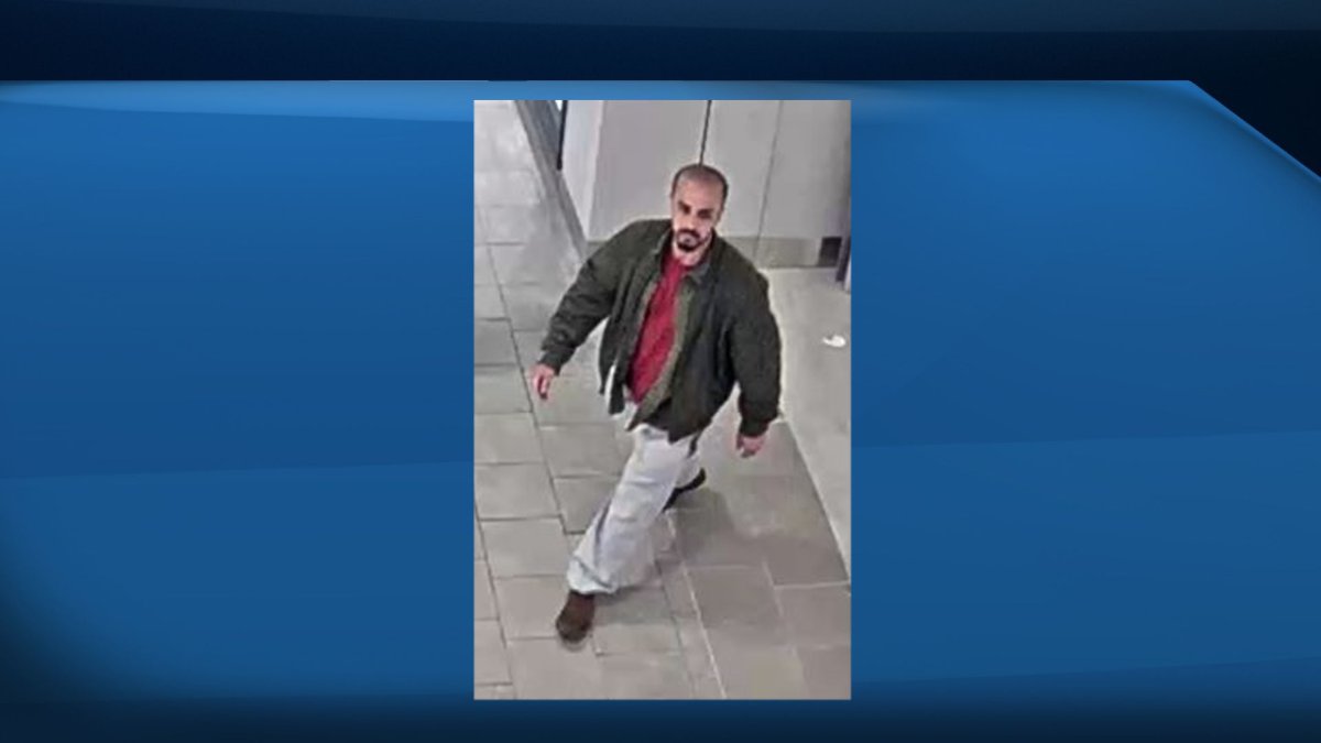 A CCTV image of a man Calgary police believe sexually harassed a 14-year-old girl in a mall on May 21, 2022.