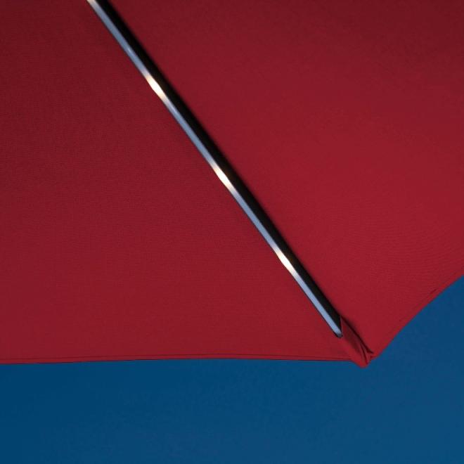 The SunVilla 10-foot Solar LED Market Umbrella has lights on the arms inside the umbrella.