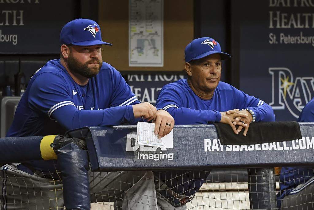 bo bichette chewing tobacco Blue Jays interim skipper Schneider settling in