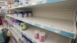 Store shelves empty of baby formula.