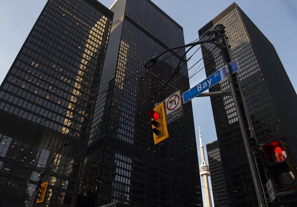 Bay Street in Canada's financial district is shown in Toronto on March 18, 2020. 