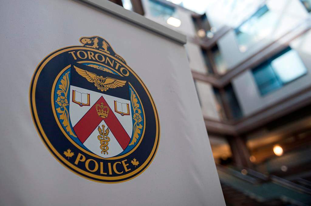 A logo at the Toronto Police Services headquarters, in Toronto, on Friday, Aug. 9, 2019.