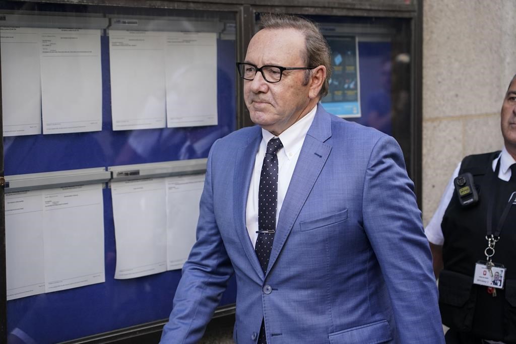 Actor Kevin Spacey arrives at the Old Bailey, in London, Thursday, July 14, 2022. Spacey appeared Thursday in a court in London after he was charged with sexual offenses against three men. The 62-year-old Spacey is accused of four counts of sexual assault and one count of causing a person to engage in penetrative sexual activity without consent.