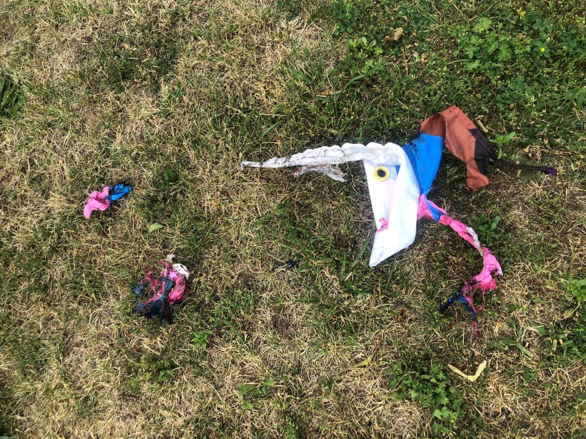 Pride Flags burned outside the Indigo Lounge and Wellness Centre on June 27, 2022