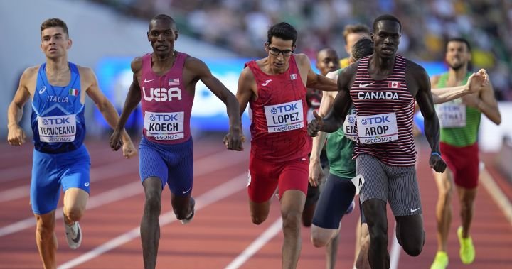 Canada’s Marco Arop runs fastest time of rough and tumble 800 heats at worlds
