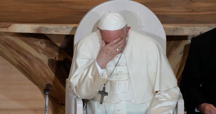 Pope Francis addresses Sacred Heart Church in Edmonton