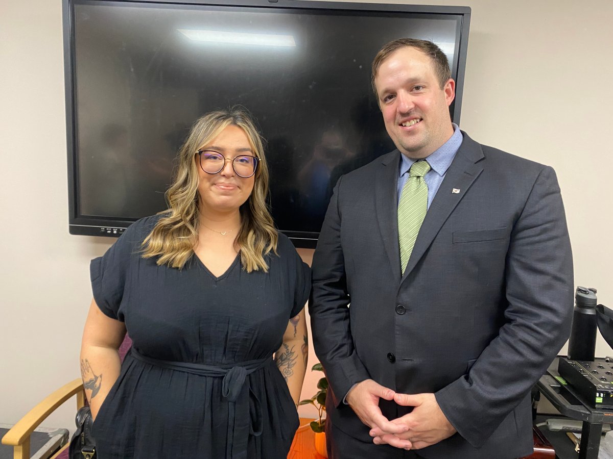 Sarah Rodimon (left), executive director of the Halifax-based Avalon Sexual Assault Centre and Brian Comer, Nova Scotia’s minister responsible for the Office of Addictions and Mental Health are seen in Halifax on Wednesday, July 27, 2022. 