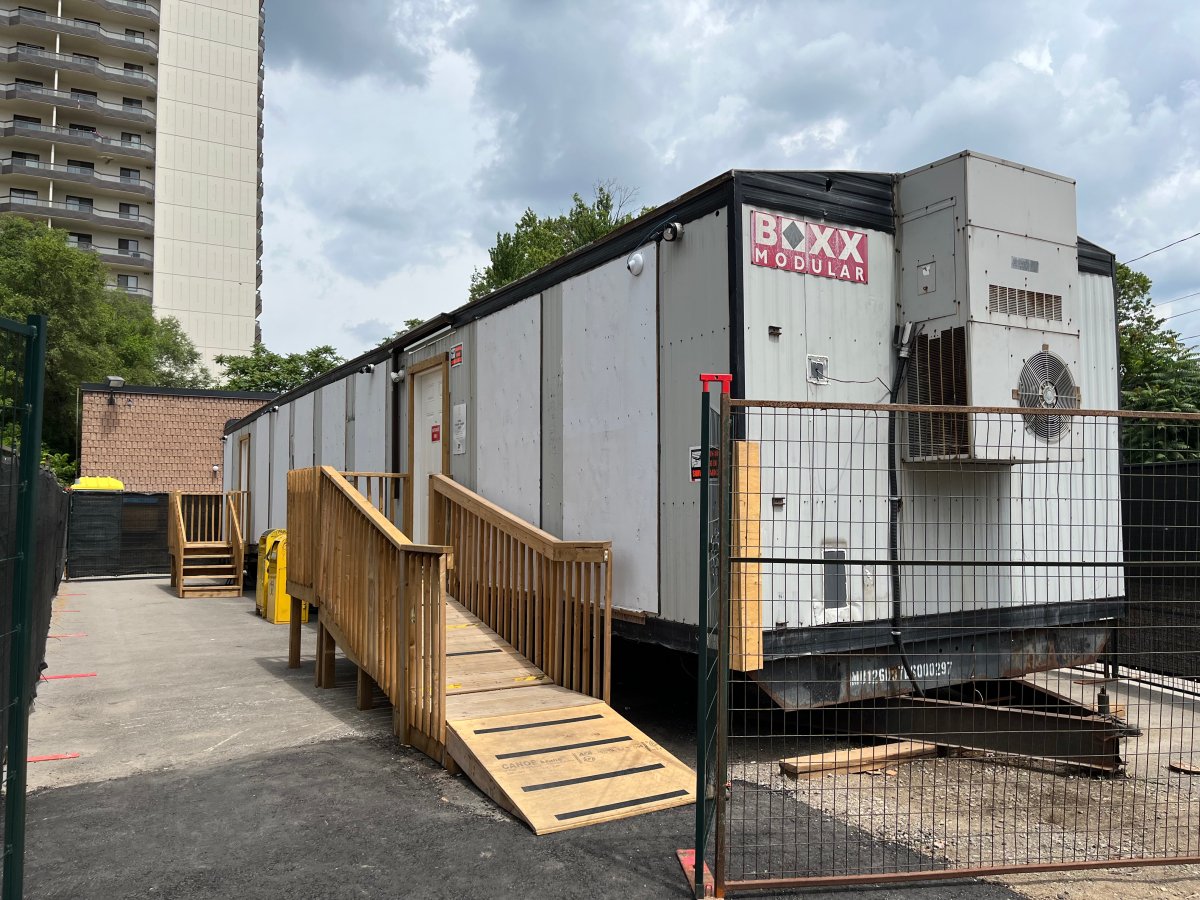 The trailer being used to run the temporary version of the Carepoint program at 446 York St., where the permanent site will also reside.