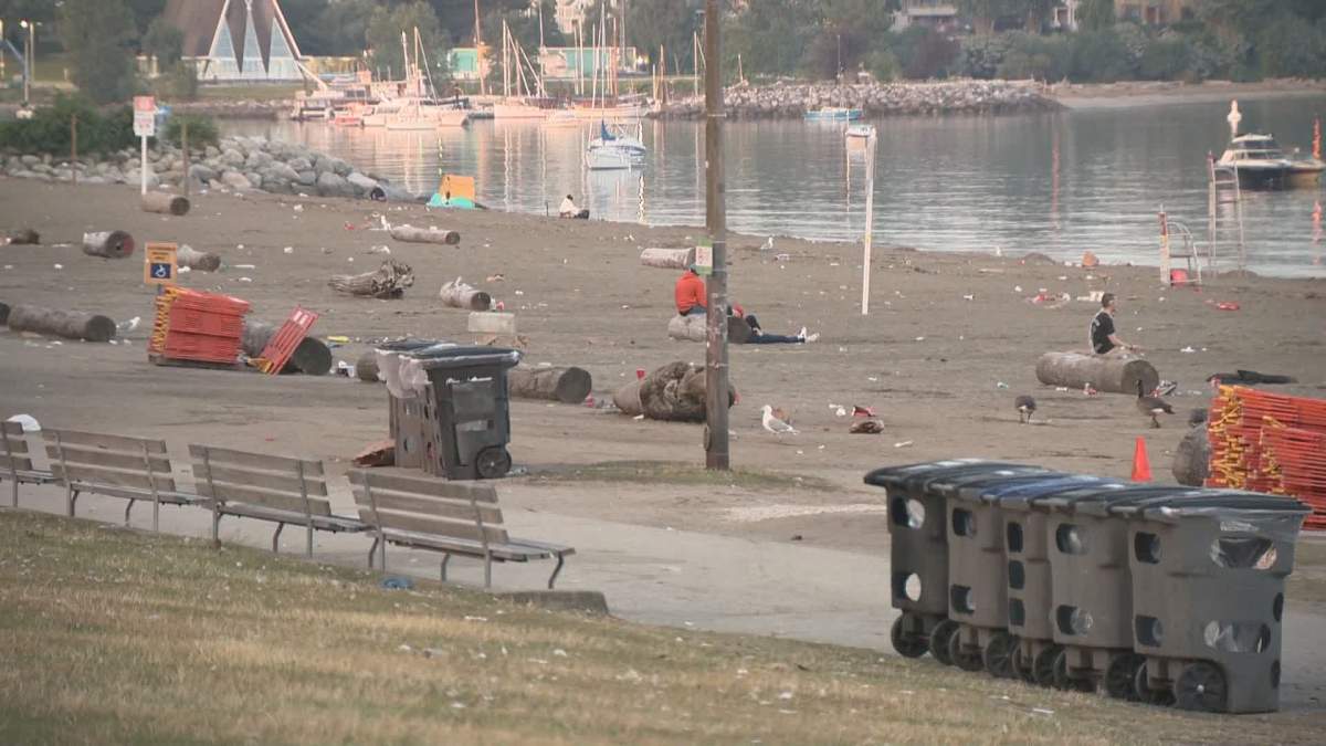 Crews were busy Sunday morning, cleaning leftover garbage from Saturday night’s event.