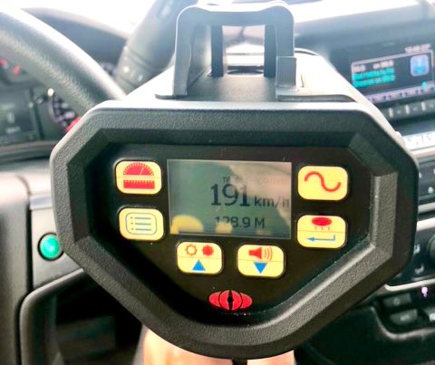 The speed allegedly recorded by police.