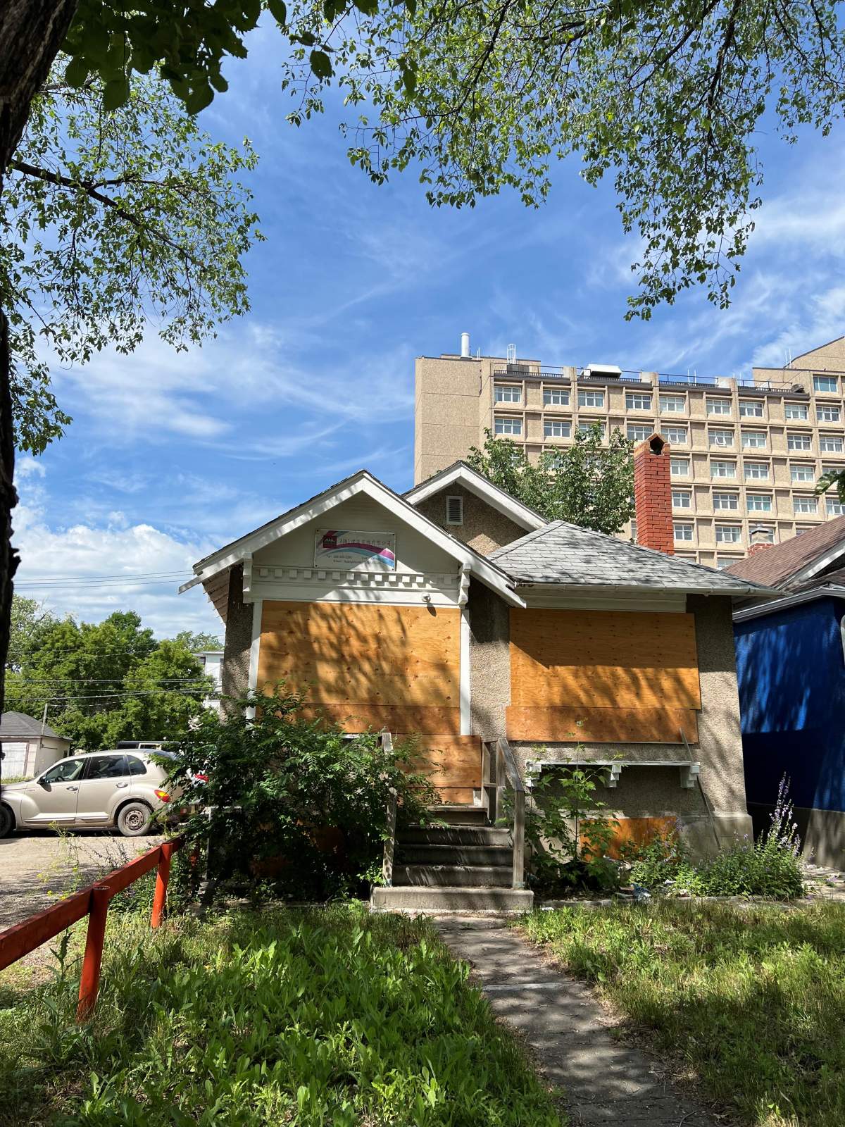 The former home of Kim Sakundiak, now boarded up on July 22, 2022.