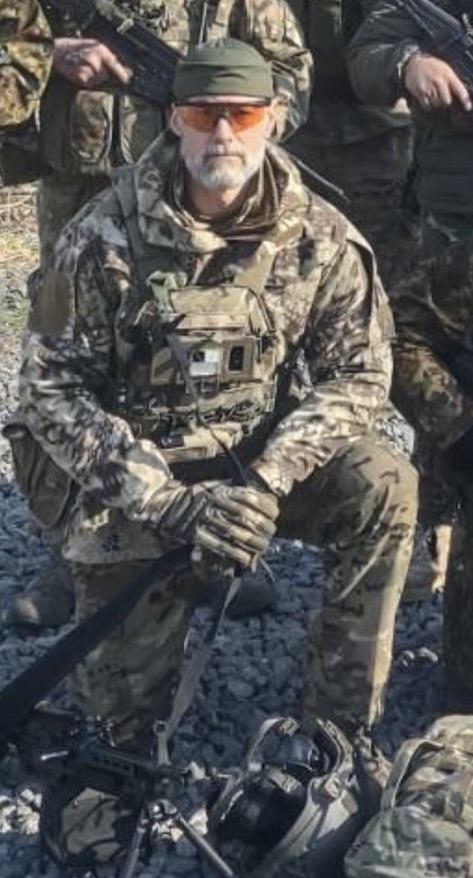 Canadian Armed Forces veteran J.T. before he was wounded in Ukraine.