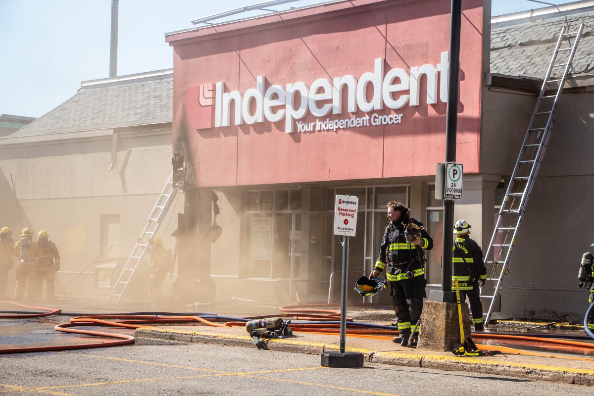 About 80 firefighters responded to the blaze at a Kentville, N.S. grocery store. 
