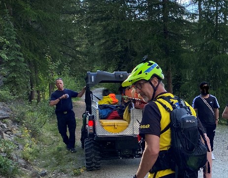 The subject was treated for a head injury and transported to a waiting ambulance using the Gator.