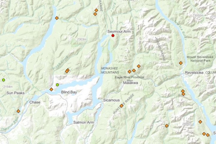 Multiple wildfires burning in B.C.’s Shuswap region, officials say
