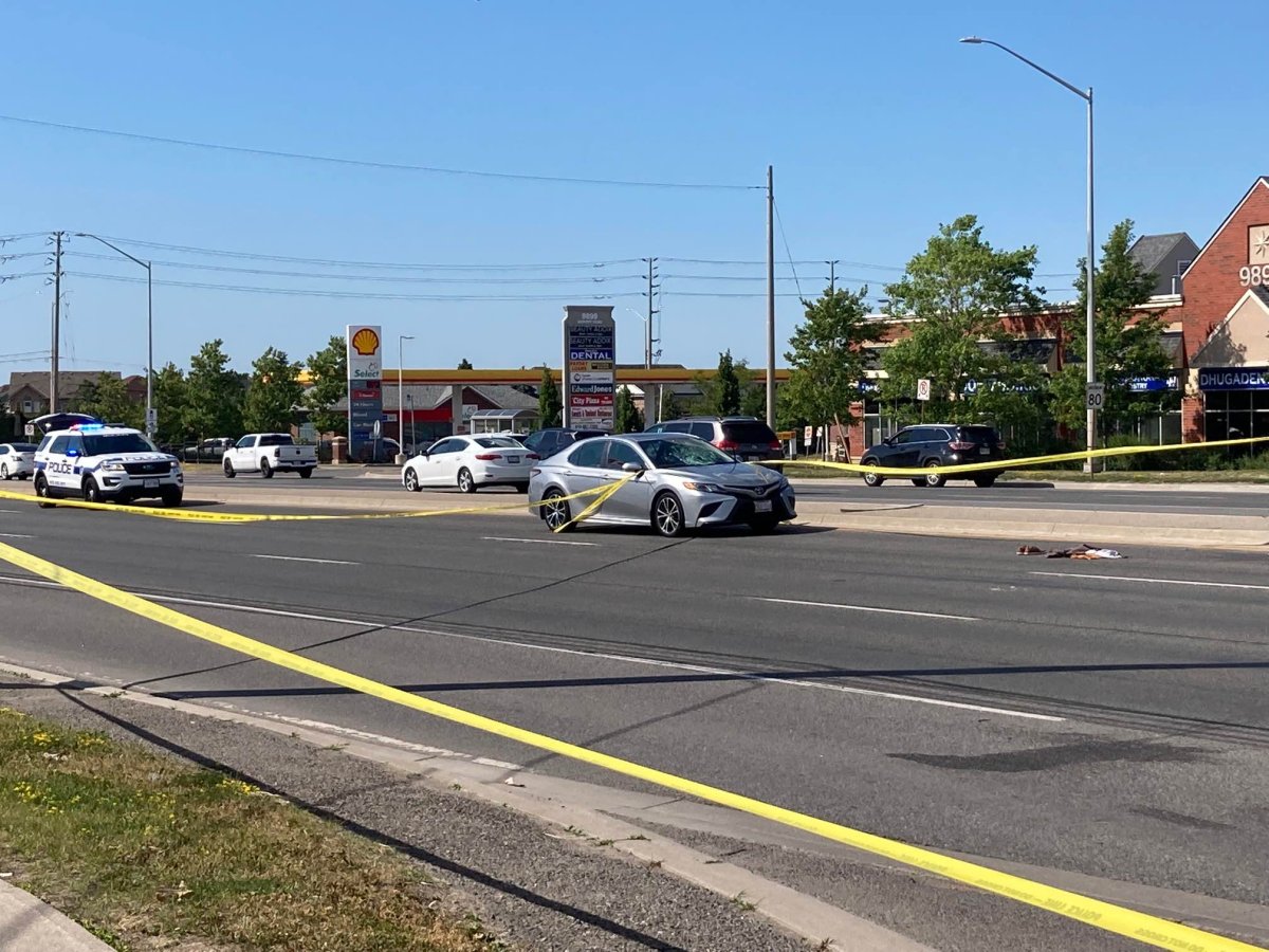 Police are investigating after a pedestrian was struck by a vehicle in Brampton.