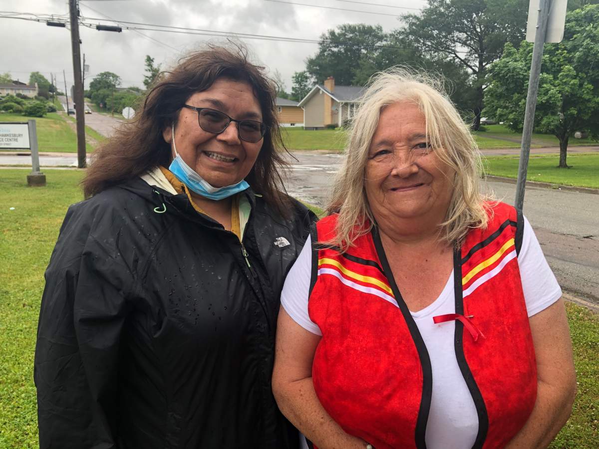 Cassidy Bernard’s aunt Gina Poulette (left) and mother Mona Bernard (right) are seen outside the courtroom on Wednesday. The two said they were pleased with the 18-year sentence.