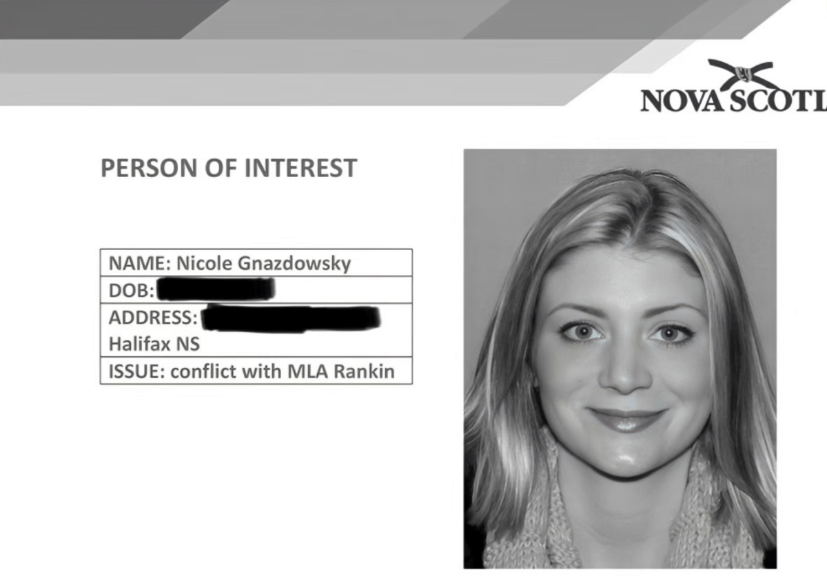 The ‘person of interest’ file includes Gnazdowsky’s personal information and photo.