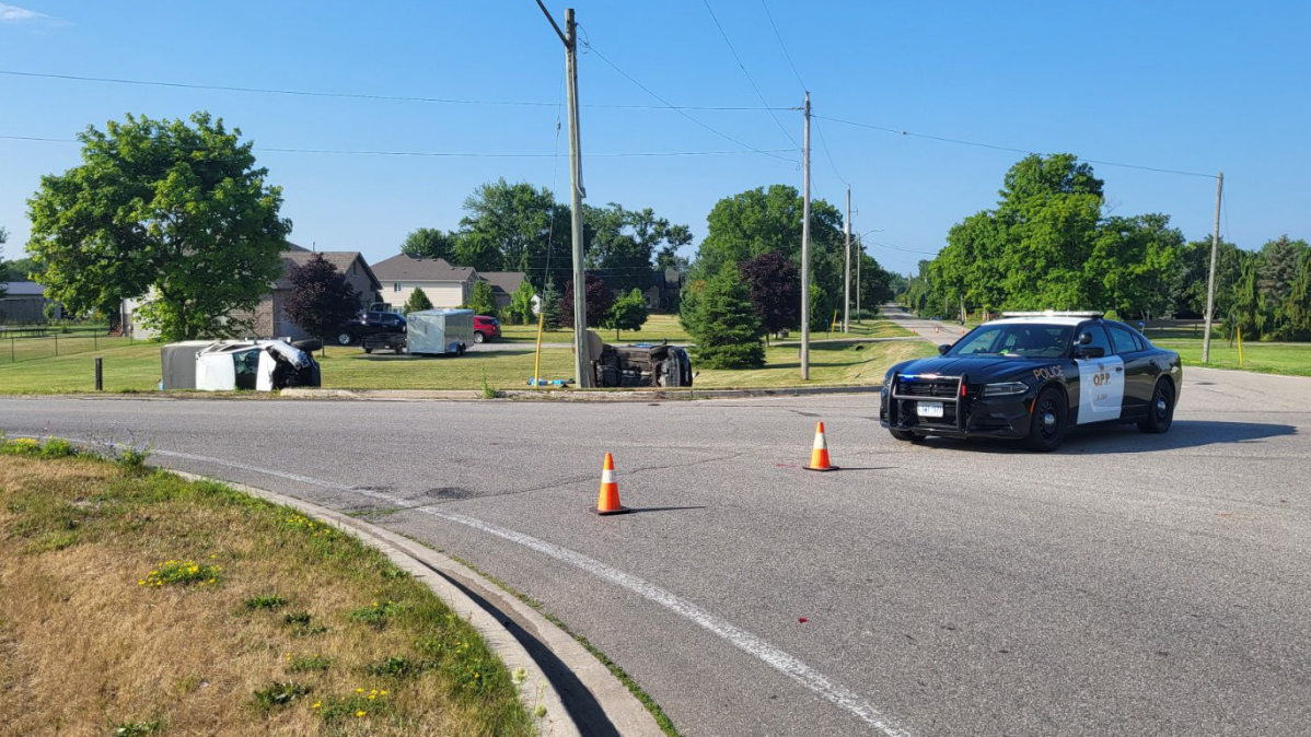 OPP on scene at a crash sight near Highway 54 Road and Painter Road in Brant County on July 20, 2022.