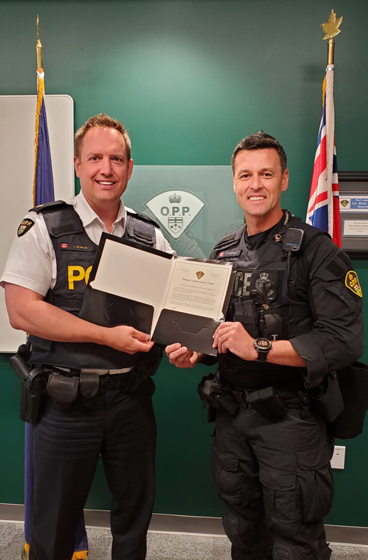 Provincial Constable Jean-Francois Meloche received a Deputy Commissioners Citation for his efforts in finding the missing toddler in 2021.