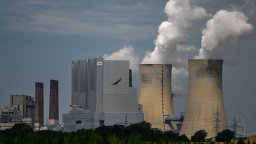 The coal-fired power plant operated by German energy supplier RWE is pictured in Neurath, western Germany, on July 13, 2022. In response to a squeeze of Russian gas supplies, Germany has reactivated mothballed coal power plants to take the burden off gas.