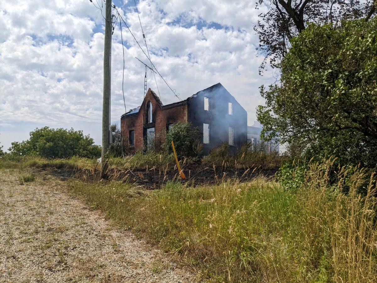 Fire destroys abandoned structure in Puslinch Township.