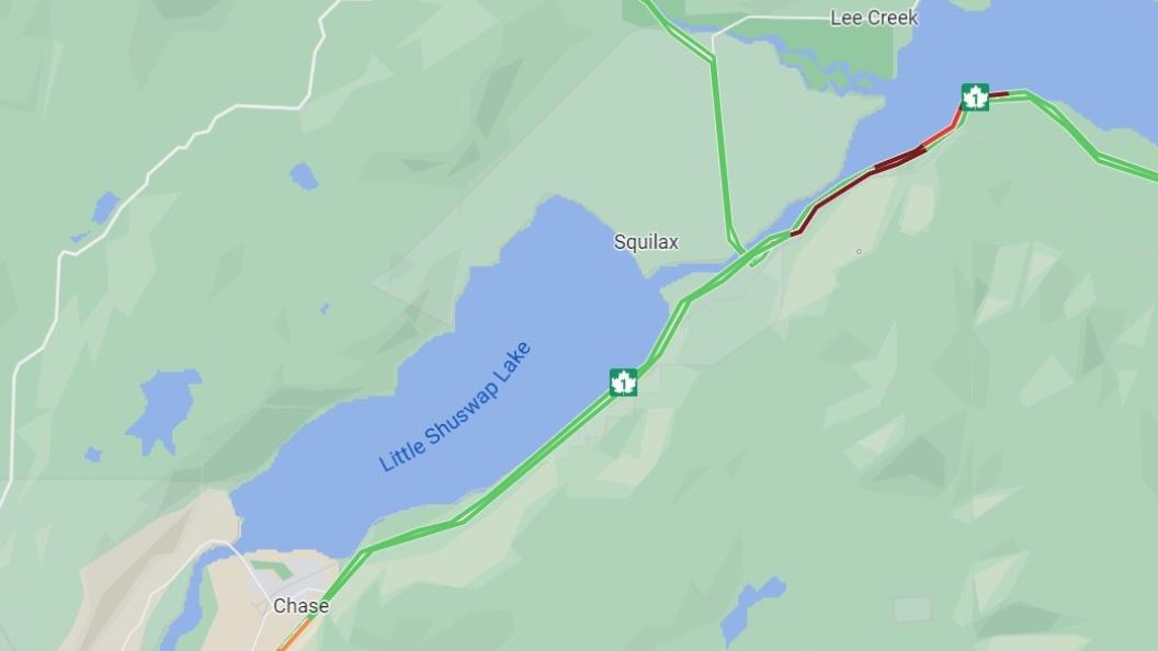DriveBC is reporting that the incident, east of Chase, is blocking the highway at Little River Road near Sorrento.