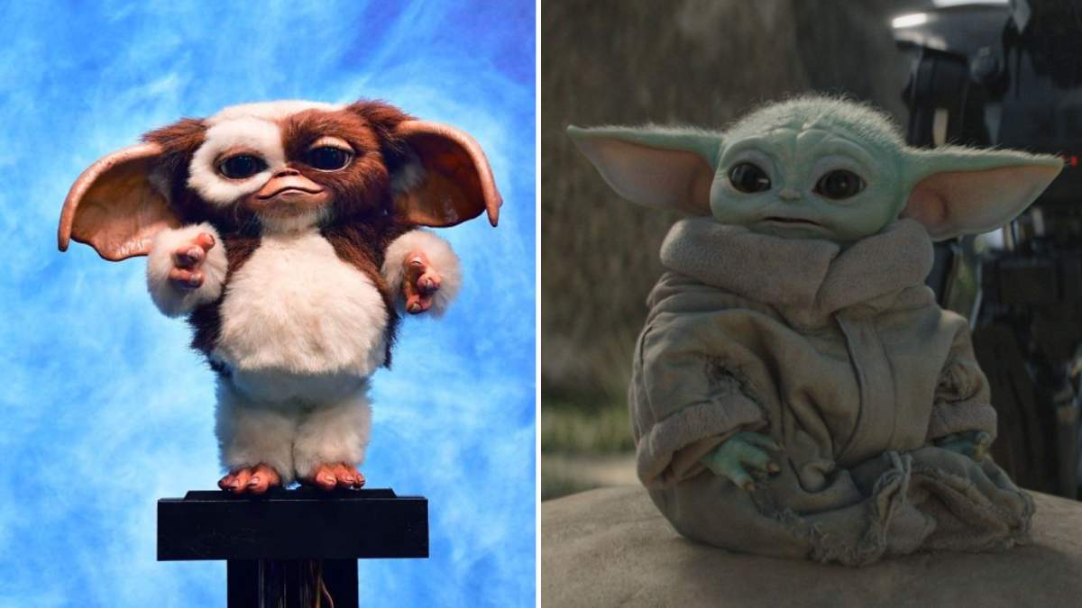 Left, Gizmo from the film 'Gremlins.' Right, Baby Yoda/Grogu from 'The Mandalorian.'
