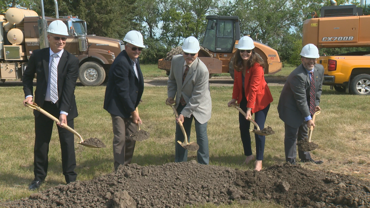 July 18, 2022 marked the official start of construction for the Buffalo Pound water plant renewal project, From left are board chair Dale Schoffer, MLA Lyle Stewart, Moose Jaw Mayor Clive Tolley, Regina Mayor Sandra Masters and plant president/CEO Ryan Johnson.