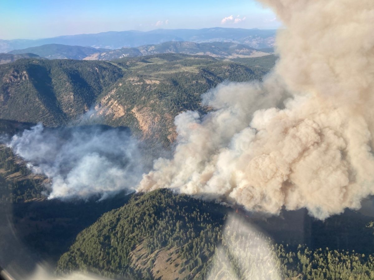 Aerial view of the Keremeos Creek wildfire taken July 29.