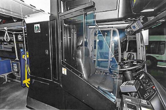 Current protective shields on Winnipeg Transit buses.