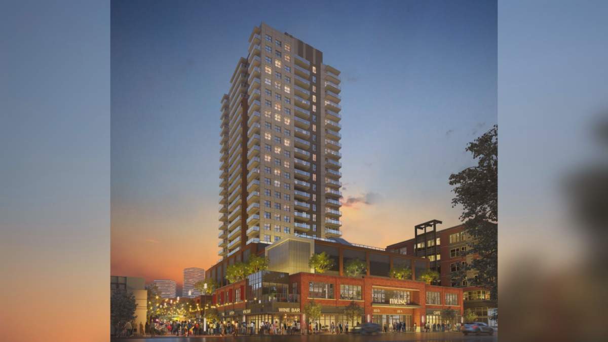 A rendering of the proposed tower on Doyle Avenue. 